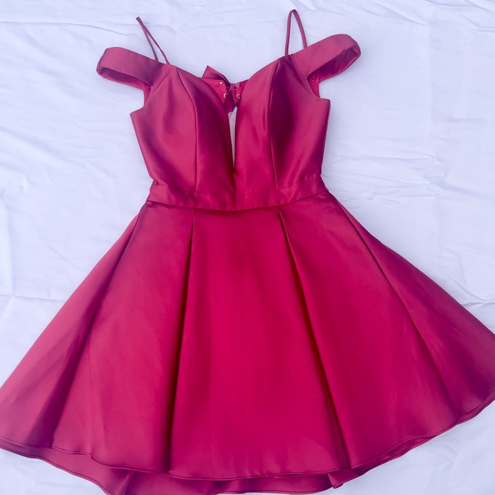 JVN/Jovani Red Off the Shoulder Homecoming Dress